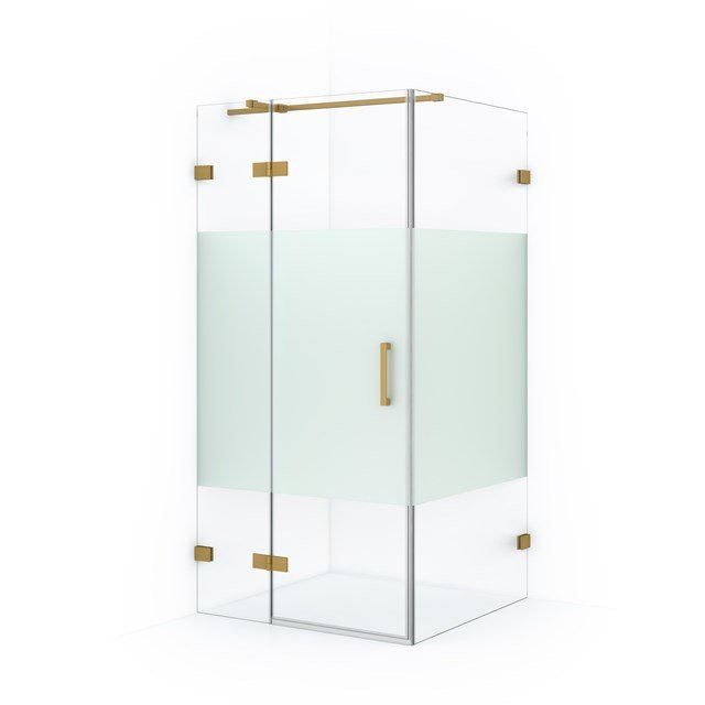 Maxaro Douchecabine Diamond 100x80cm 8mm Helder Veiligheidsglas met Matte Strook Goud