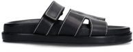 Sacha - Dames - Zwarte leren slippers met klittenband - Maat 37