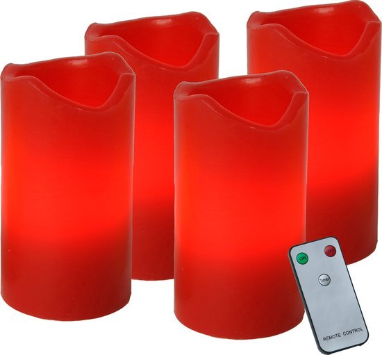 Star Trading Best Season 067-12 LED Waxkaarsenset, 10 x 5, rood, 4-pack