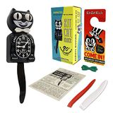 Kit Cat Klock De originele 90e verjaardag Limited Edition met verzameldoos, zwarte kit kat wandklok met witte vlinderdas, slinger staart en bewegende ogen, ideaal als vintage woondecoratie
