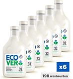 Ecover Wasverzachter ZERO Sensitive Voordeelverpakking 6 x 1L - 198 Wasbeurten - Gevoelige Huid - Parfumvrij