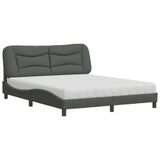 vidaXL Lit avec matelas "Hvar", gris foncé, 160x200 cm, avec revêtement en tissu