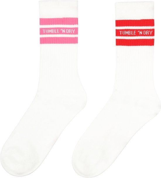 Tumble 'N Dry Tumble Socks 2 Unisex Sokken Roze-Rood Gestreept Maat 31-34