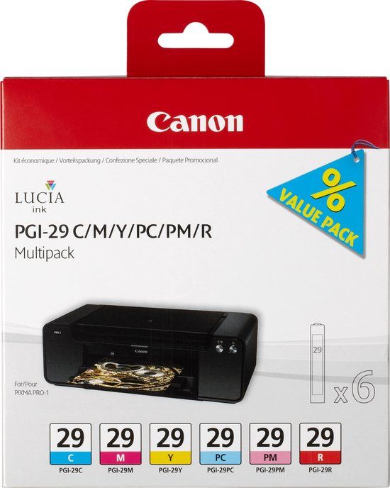 Canon PGI-29 Ink Cartridge - Cyan, Magenta, Photo Cyan, Photo Magenta, Red, Yellow - 4873B005
