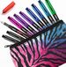 Zebra Fuente - Stylo plume jetable - Encre colorée - Lot de 10 - Comprend une trousse à crayons rayée rose et bleue