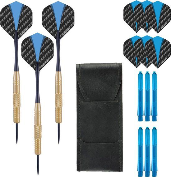GoldenEye Darts Set - 22g Steel Tip Darts - Brass - Gold