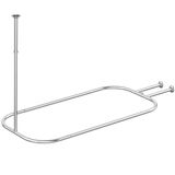 PrettyHome Douchegordijnstang, vierkant, douchegordijnstang, duurzaam, roestvrij, ovaal, 148,1 x 61 cm, voor voetenbad chroom