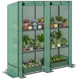 Mini-serre - Serre met 3 niveaus - UV-bestendige plastic afdekking - Rollende deur - Draagbaar - Vert