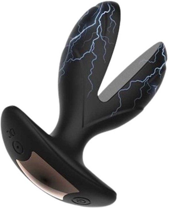 Merkloos / Sans marque Vibrating Buttplug with Electric Shock | E-stim Plug | New Design | Anal Plug Electro | Remote Control | Vibration Butt Plug | Anus | Anal | Power | Electric Shock