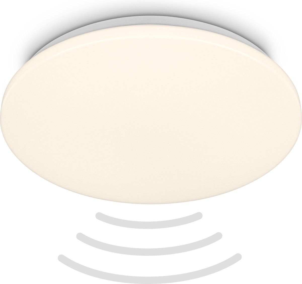 BRILONER - LED Plafondlamp Met Bewegingsmelder IP54, Warm Witte Lichtkleur, 120 Graden Detectie, Badkamer- en Keukenlamp, 35x7,5 cm, Wit
