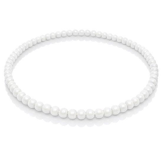Memphis Accessories Witte houten kralen ketting 90cm
