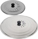 Gerimport Set 2x stuks universele spatdeksels - pannendeksels - rvs - met stoomuitlaat - Dia 28 en 40 cm