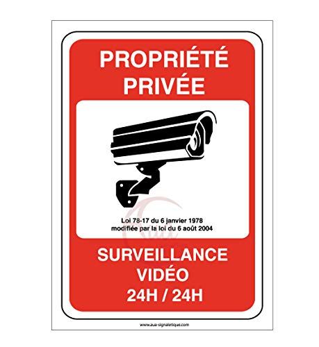 AUA SIGNALETIQUE - Privacy onder videobewaking 24 uur/24 – 150 x 210 mm, pvc 1,5 mm