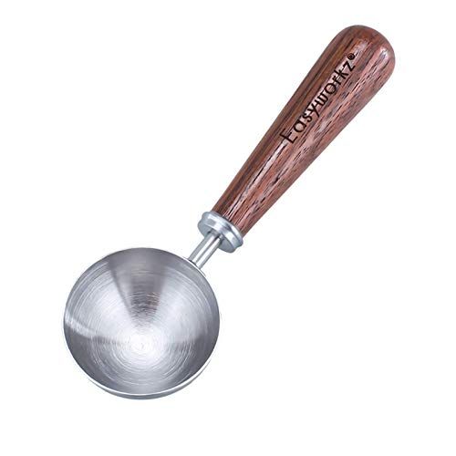 Easyworkz Roestvrijstalen Koffieschep met Zwarte Walnoot Handvat, 10g - 1 Eetlepel Koffie Maatlepel, Zilver