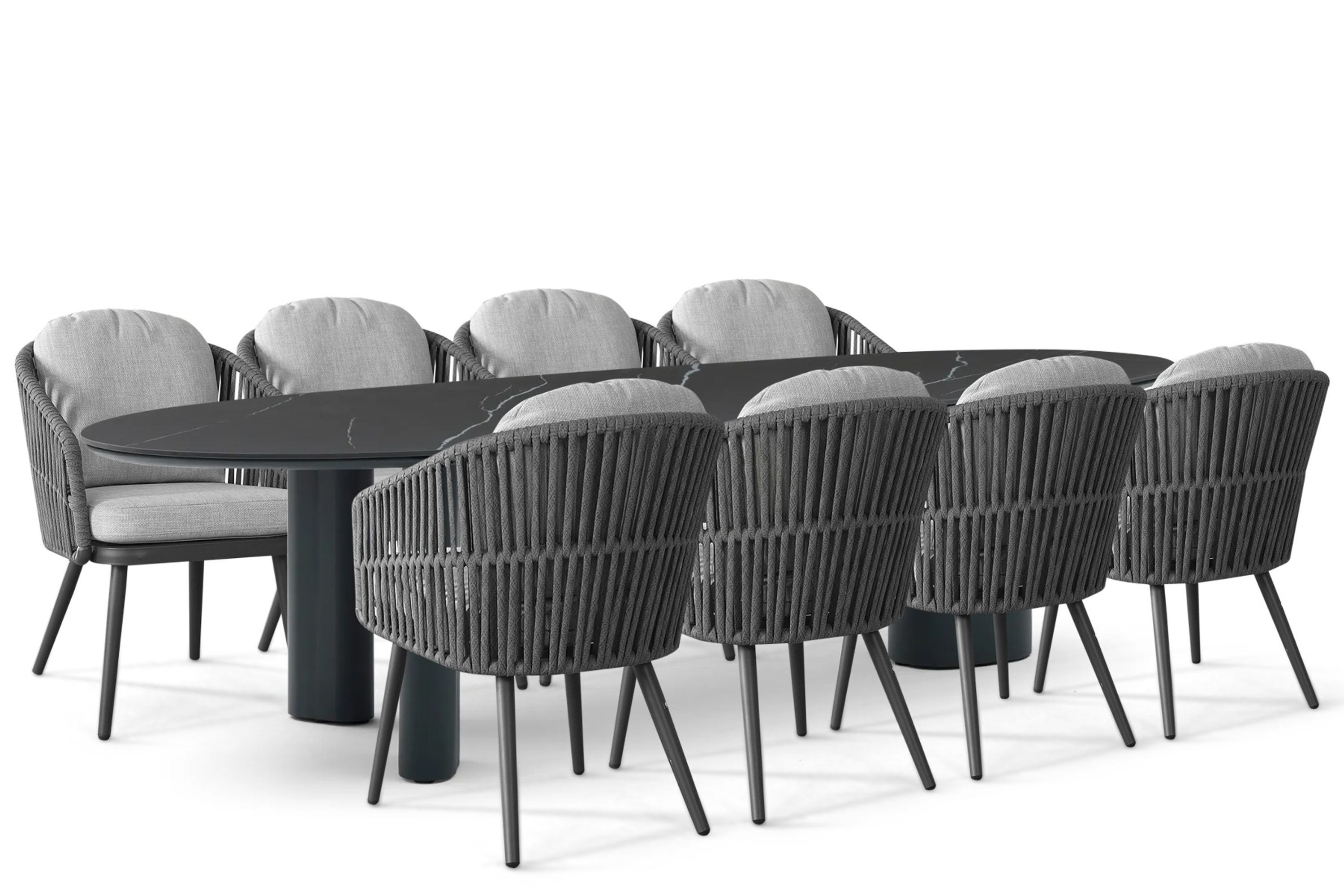 Santika Furniture Santika Marani/Weave 300x120 cm dining tuinset 9-delig