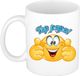 Bellatio Decorations Cadeau koffie/thee mok - duim omhoog smiley - top papa - blauw - 300 ml - Vaderdag