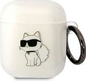 Karl Lagerfeld Etui, iconisch Choupette design, geschikt voor AirPods 1/2 - Transparant
