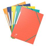 OXFORD Bicolor Recyc+ 5 kartonnen hoezen, 3 flapjes A4 met elastiek omslag, verschillende kleuren