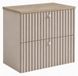 3xE living Meuble de salle de bain Suspendu sous lavabo 60 cm, 2 tiroirs, Cachemire + Plan de toilette Chêne clair, Poignées argentées, 60 x 44,4 x 58,6 cm