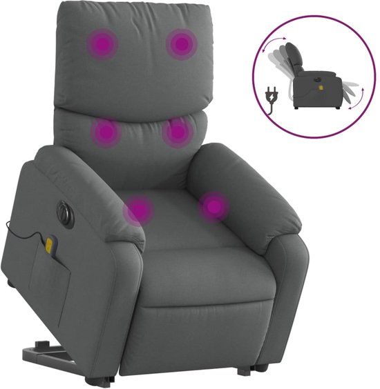 vidaXL Sta-op-massagestoel elektrisch verstelbaar stof donkergrijs