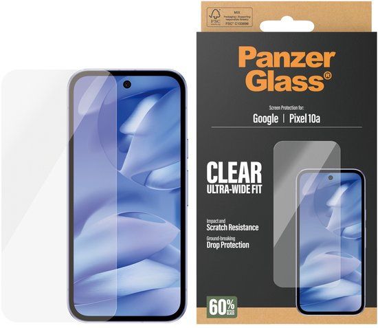 PanzerGlass Anti-Bacterial Screenprotector voor de Google Pixel 10a