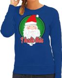 Bellatio Decorations Shoppartners Bv Foute Kersttrui / sweater - I hate this - blauw voor dames - kerstkleding / kerst outfit S