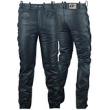 Leren motorbroek met veters aan de zijkant