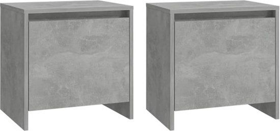 vidaXL Nachtkastjes 2 stuks 45x34x44,5 cm bewerkt hout betongrijs