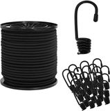 vidaXL Bungee Koorden met Haken 4 mm Zwart PP en rubber