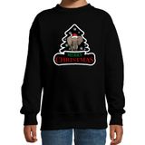 Bellatio Decorations Dieren kersttrui olifant zwart kinderen - Foute olifanten kerstsweater jongen/ meisjes - Kerst outfit dieren liefhebber 122/128