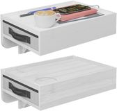 Merkloos Relaxdays Nachtkastje zwevend - set van 2 - met lade - bamboe - wit