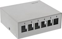 InLine uitvoerdoos | voor 6 Keystone modules | bureau-/DIN-rail-montage | grijs