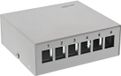 InLine uitvoerdoos | voor 6 Keystone modules | bureau-/DIN-rail-montage | grijs