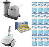 WAYS - Zwembad Onderhoud - Zwembad Stofzuiger ZX50 & Filterpomp 5678 L/u & 12 Filters Type A & WAYS Scrubborstel