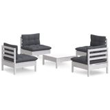 vidaXL 5-delige Loungeset met Antracietkleurige Kussens Grenenhout