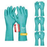 Gebol Green Tech Nitril handschoenen tegen chemicaliën, zuur, olie en vet, waterdichte werkhandschoenen voor het schoonmaken, tuin en laboratorium, heren, maat XL (maat 10), groen, 3 paar multipack