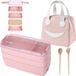 Boîte Bento sans marque avec 3 compartiments, 900 ml, rose