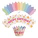dekora - Happy Birthday cupcake decoratieset: papieren toppers + 6 cupcake wraps van karton, dubbelzijdig omkeerbaar, herbruikbaar, niet eetbaar, voor cupcakes en muffins (niet om te bakken)