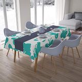 Bonamaison Tafelkleed, Anti-Mold, Sneldrogend, Waterdicht, 100% Polyester Tafellaken, Turkoois, wit, 140 x 200 Cm