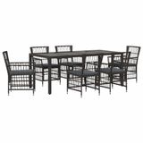 vidaXL Bartafel Set met 2 Stoelen Zwart Polyrattan