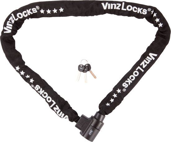 VINZ Janga Kettingslot ART4 - 200 cm - Zwart - Motorslot / Fietsslot