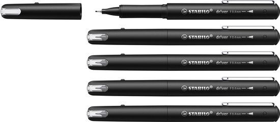 STABILO Dr!ver Fineliner - 0.4 mm - Zwart - Doos 5 Stuks