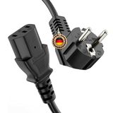 ETEC Stroomkabel koelapparaatkabel 3-polig, 5,0 m, Schuko-stekker, geaard contact, stekker op C13 koppeling, voeding, stroomkabel voor pc-monitorprinter, zwart