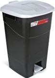 Wan GmbH Poubelle 60 litre avec pédale et couvercle - fond noir et couvercle gris