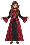 FIESTAS GUIRCA Glamoureus vampierkostuum, gravin vampier, rood en zwart, Halloween-kostuum voor meisjes, 5-6 jaar