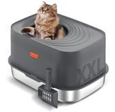 OEM BeiJingLiangPinJiaZuoKeJiWenHuaFaZhanYouXianGongSi Kattenbak - Gesloten met deksel en boveningang - Uitneembare RVS bak - Voor grote katten - Lekvrij - Inclusief schepje - Eenvoudig te reinigen - Donkergrijs