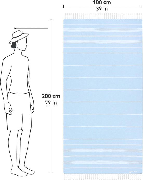 Hamamdoek - ijsblauw - 100 x 200 cm - 100% katoen