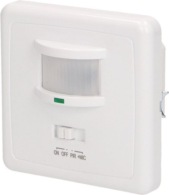 Enzo Orno PIR Bewegingssensor - Geluidsmelder met Microfoon - 160° Detectie - Wand Inbouw - 9 Meter Bereik - Wit