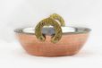 HostelNovo Indiase voedselschaal met handgrepen, karahi-schaal, gehamerd roestvrij staal koperen hoefijzer handgrepen, Indiaas servies, 15 x 5,5 cm