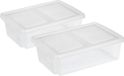 Sunware Opslagboxen Set - 2x Stuks - 30 Liter - Transparant - 59 x 39 x 17 cm